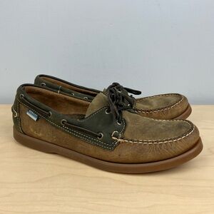 Sebago Docksides Men’s Size 10.0 M Spinnaker Leather Boat Shoes Brown Green